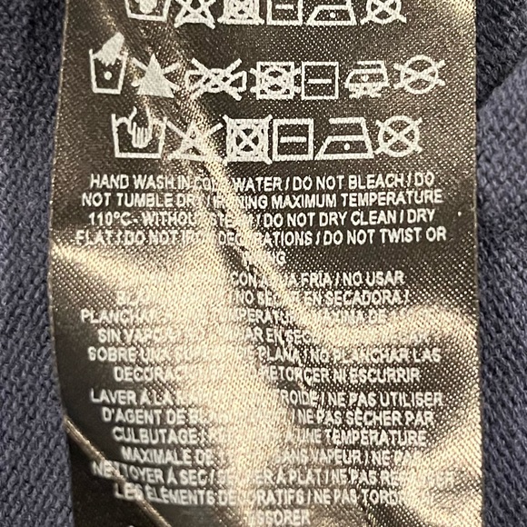 Guess Mason Men’s Long Sleeve Distressed Crewneck Navy Blue Logo Sweater - Picture 9 of 11